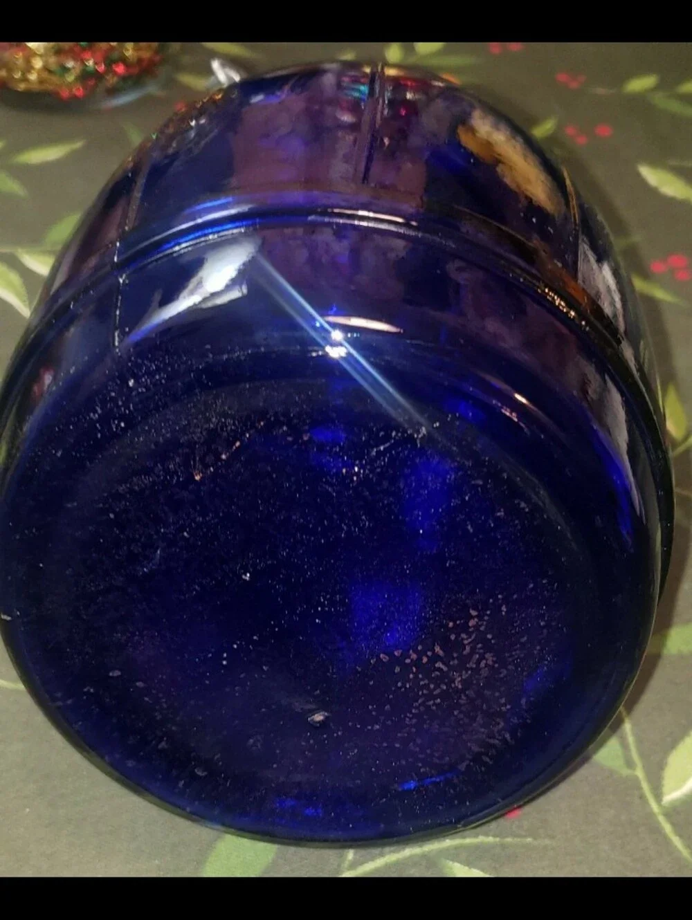 Vintage Barrel Shaped Cobalt Blue Wire Bail Top Glass Jar